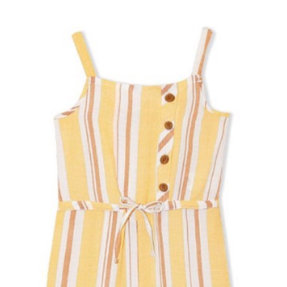Sunset Sky Yellow Stripe Button Front Jumpsuit Girl’s Size 5 & 6 - Picture 2 of 5